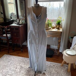 Ruff Hewn Blue and White Striped chambray maxi dress 100% cotton
